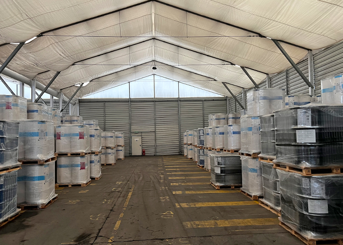 Temporary Waterhouse storing manufacturing materials