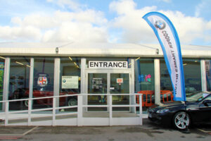 Temporary showroom for vehicle sales and servicing company